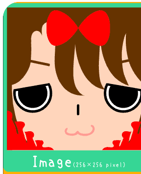 square face generator gallery image showing a pale avatar with a red bow, sleepy eyes, and pink cheek detail