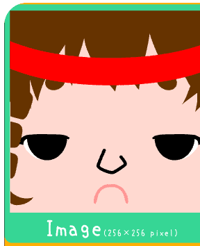square face generator gallery image showing a pale avatar with a red ribbon band, sleepy eyes, and a pout mouth