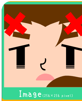 square face generator gallery image showing a peach-toned avatar with cat ears, angled bangs, and blush cheeks