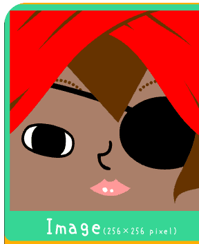 square face generator gallery image showing a warm-toned avatar with bright red side-swept hair and one oversized eye