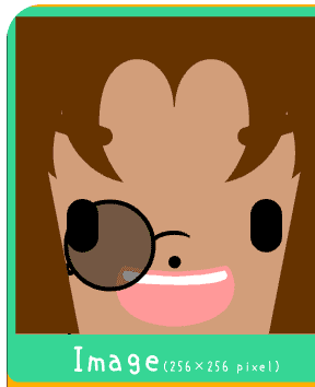 square face generator gallery image showing a brown avatar with a large smile and a dark circular eye patch detail